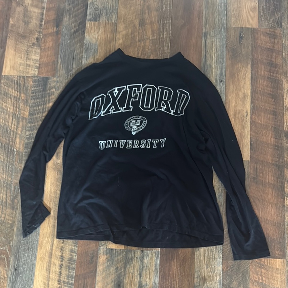 Missguided Black Oxford University Long Sleeve Tee